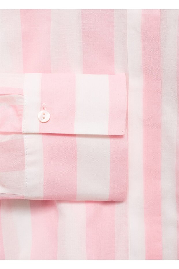 Çizgili pamuklu gömlek - 5