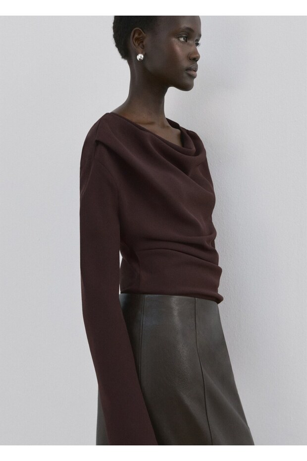 Asimetrik yaka bluz - 7