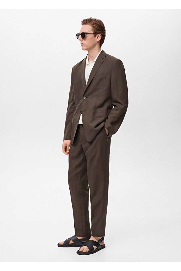 Slim fit keten blazer ceket - 7