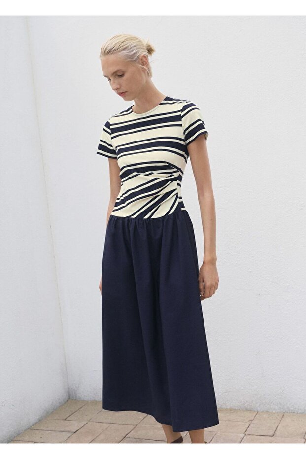 Karma çizgili elbise - 1