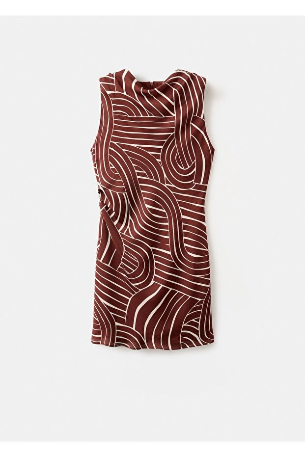 Geometrik desenli elbise - 3