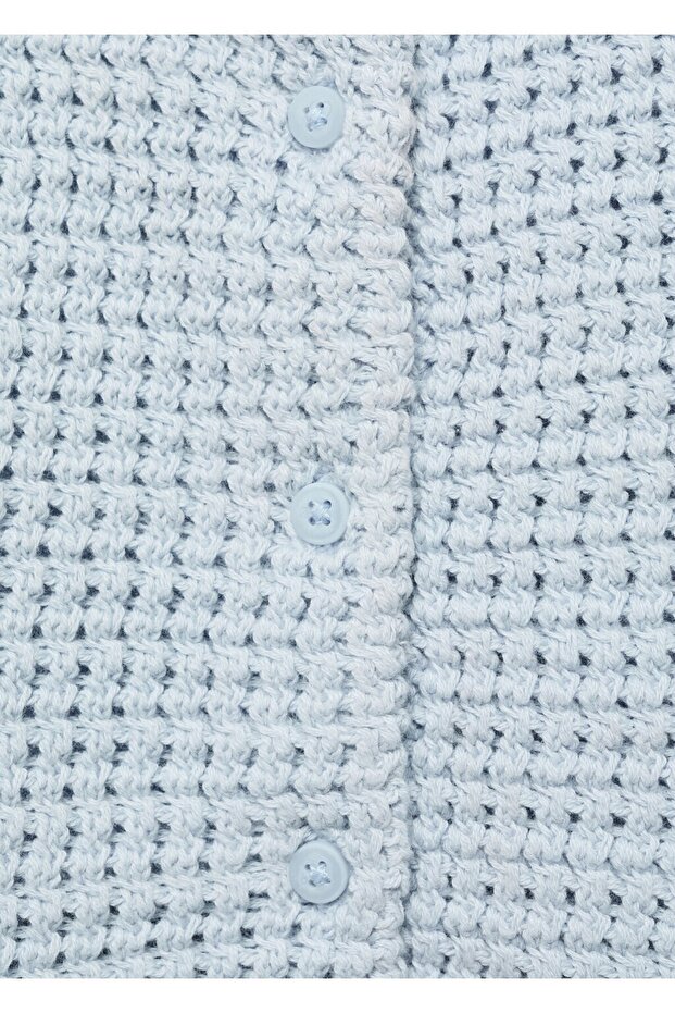 Düğmeli örgü bluz - 5