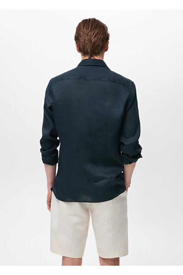 %100 keten slim fit gömlek - 4