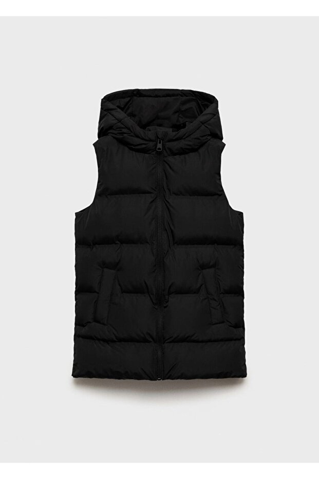 Kapüşonlu kapitone yelek - 1