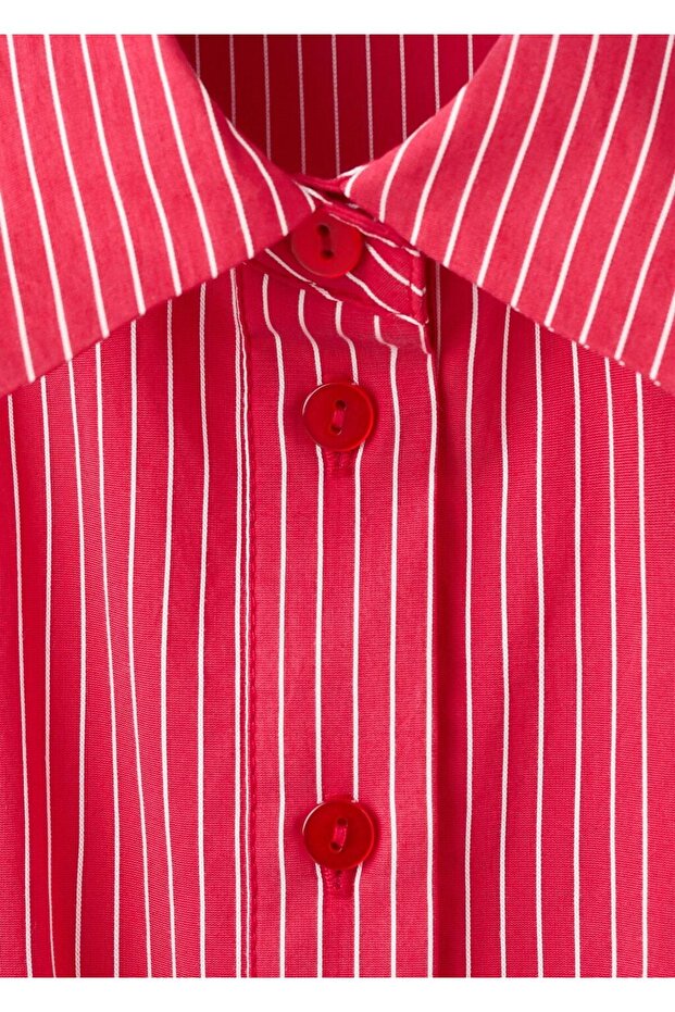 Çizgili gömlek elbise - 5