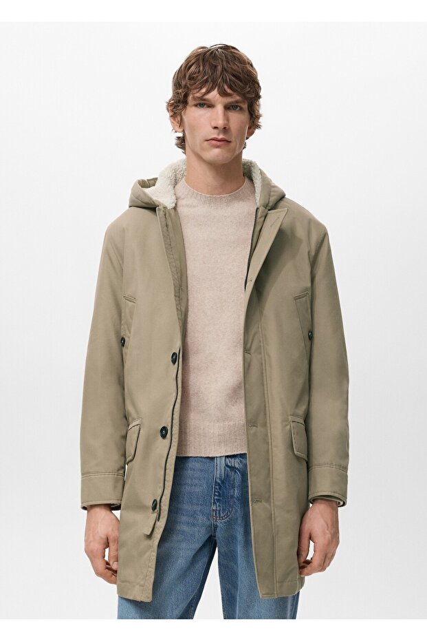 Su itici kapüşonlu kapitone parka - 1