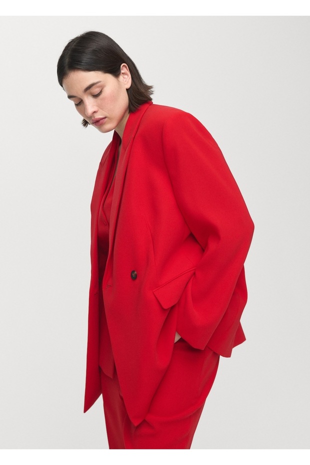 Fular detaylı blazer ceket - 8