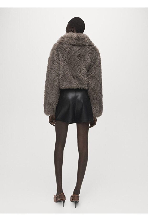 Deri görünümlü pantolon etek - 4