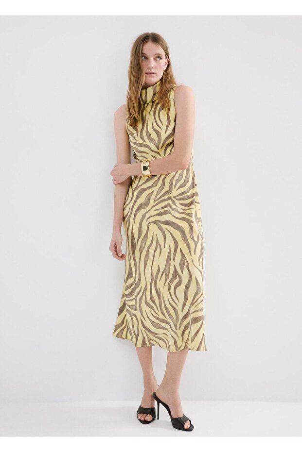 Fularlı desenli elbise - 2