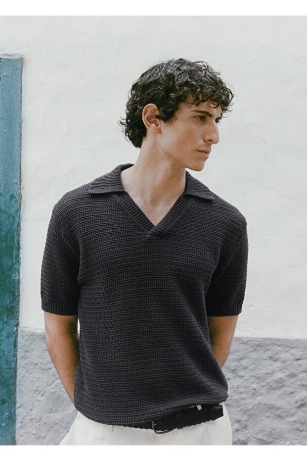 Kroşe pamuklu polo gömlek - 8