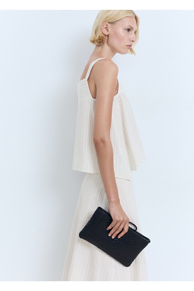 Çizgili askılı bluz - 7