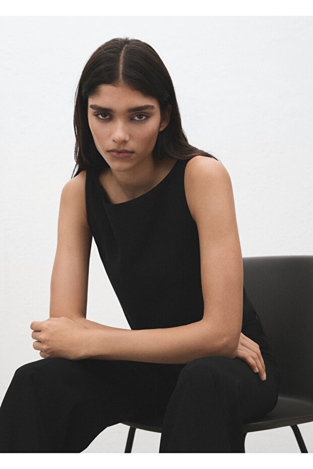 Crop kumaş yelek - 7