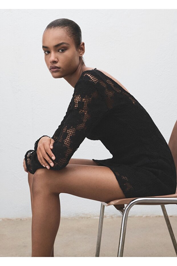 Dantel kısa elbise - 7