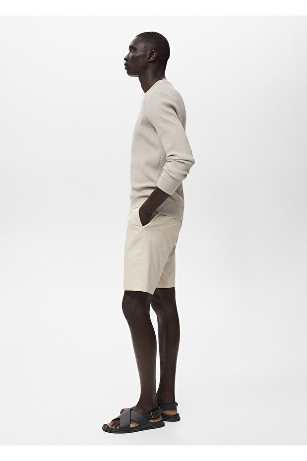 Dar kesim chino pamuklu bermuda şort - 7