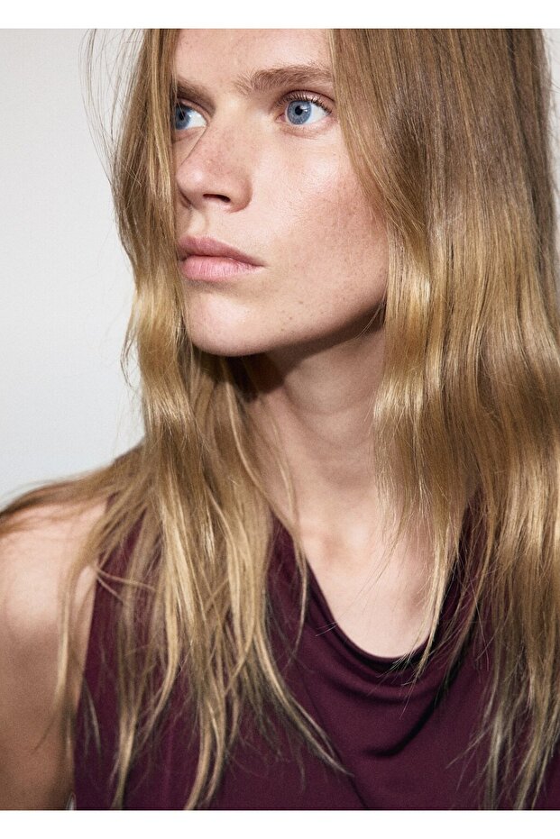 Metalik detaylı drape elbise - 6