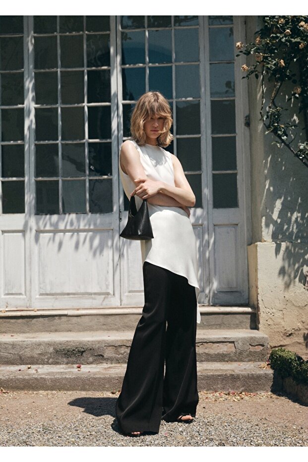 Saten asimetrik bluz - 2