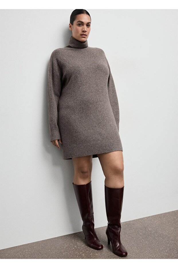 Balıkçı yaka triko elbise - 7