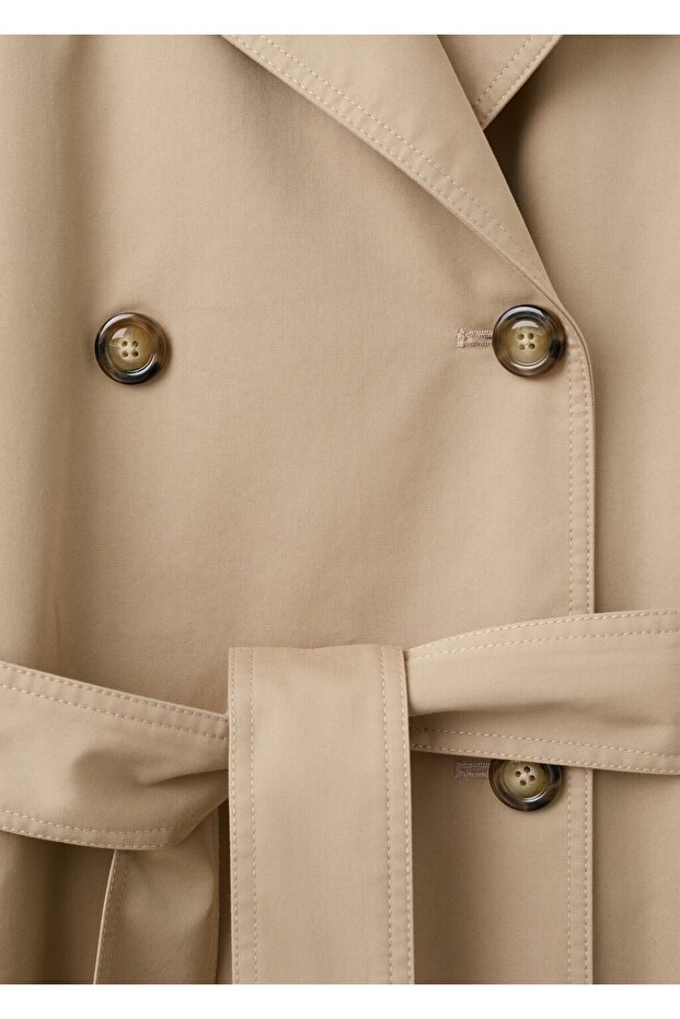 Çift düğmeli uzun trençkot - 7