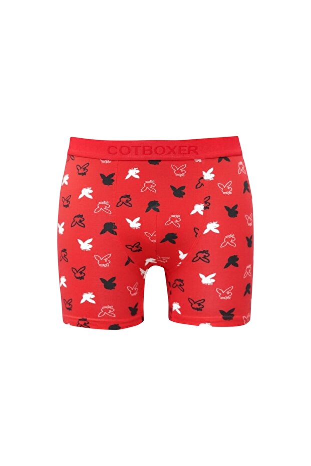 حذاء بوكسر رجالي منقوش باللون الأحمر - 2