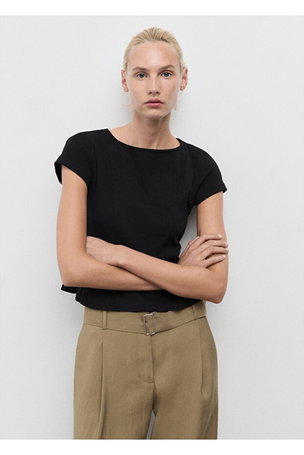 Pamuklu evaze tişört - 1