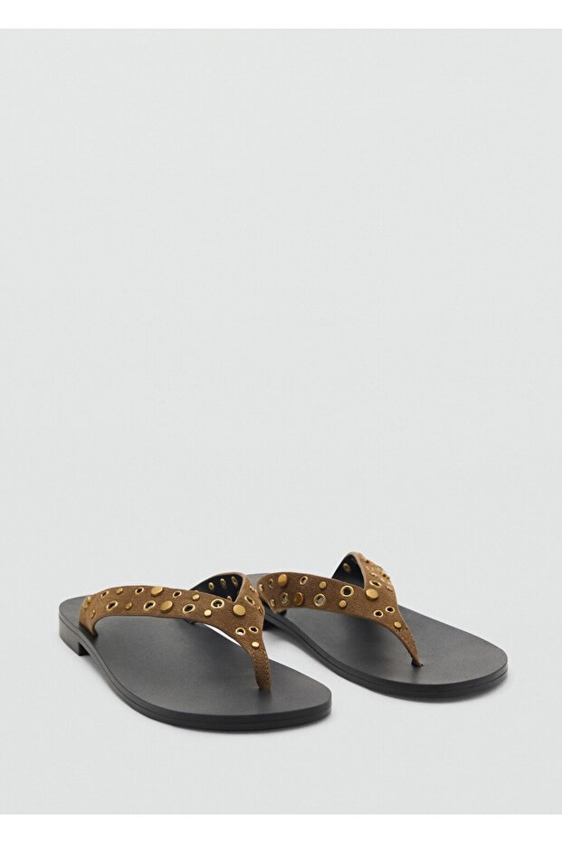 Delikli bantlı süet sandalet - 1