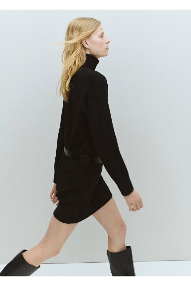 Balıkçı yaka triko elbise - 8