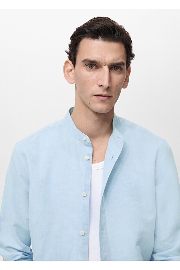 Hakim yaka keten gömlek - 6