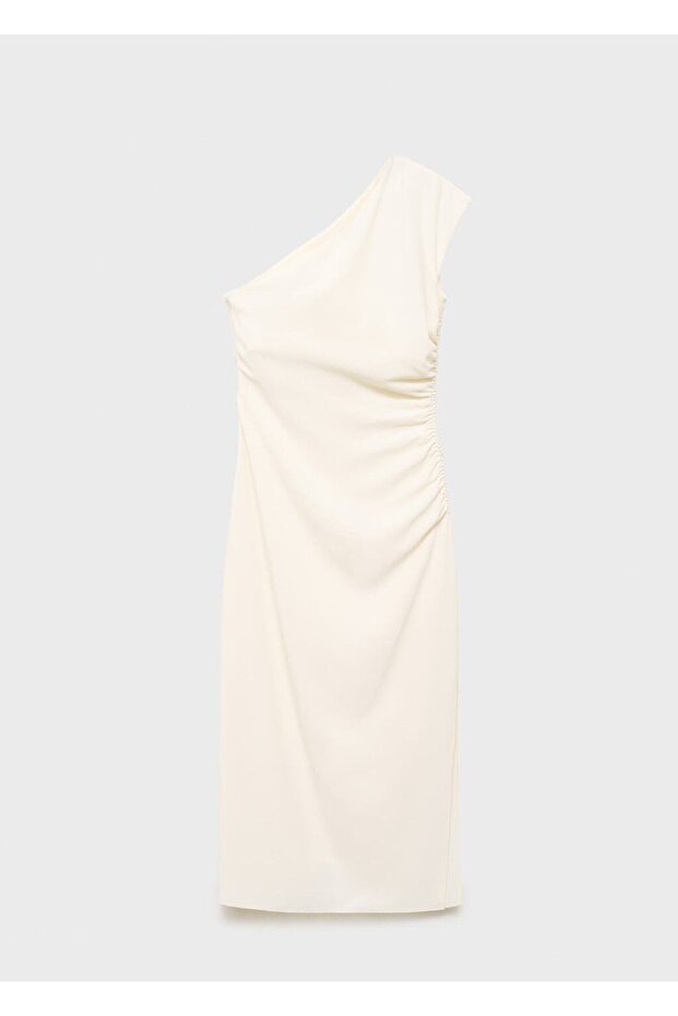 Asimetrik pileli elbise - 3