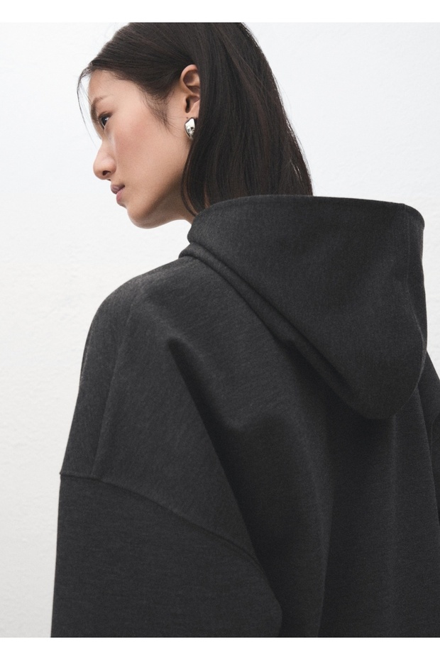 Kapüşonlu kırçıllı triko sweatshirt - 6