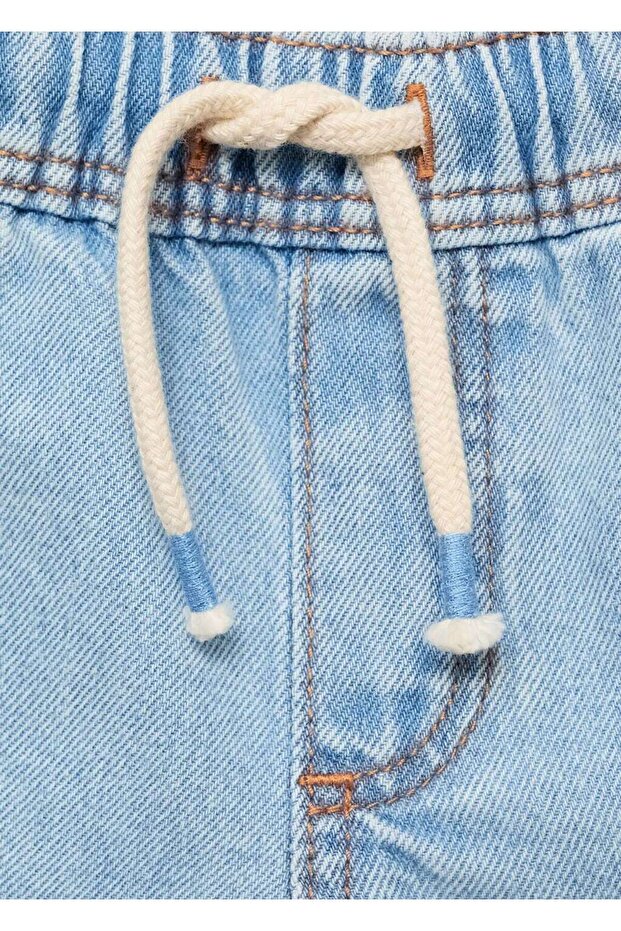 Denim kargo bermuda şort - 4