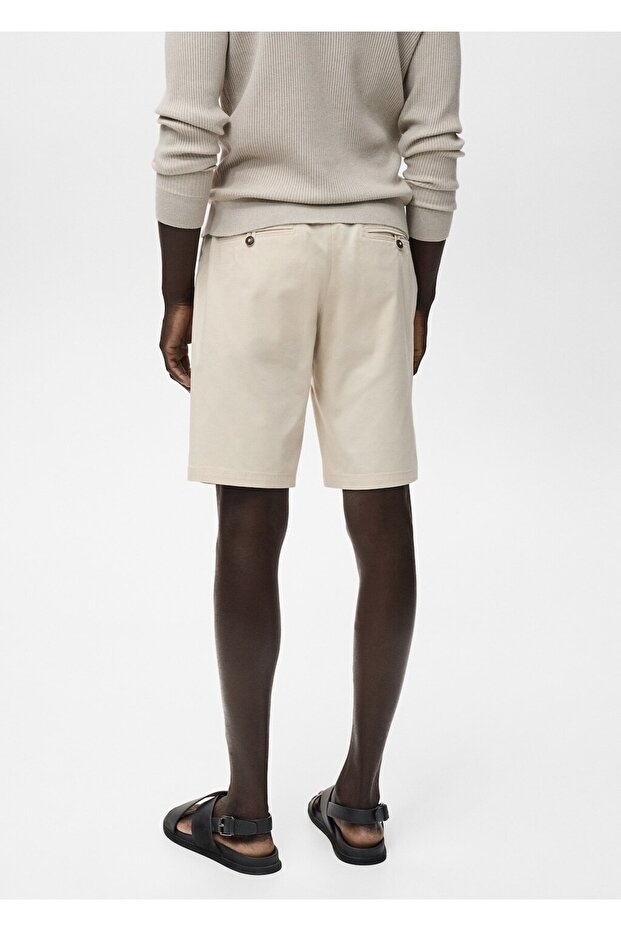 Dar kesim chino pamuklu bermuda şort - 4
