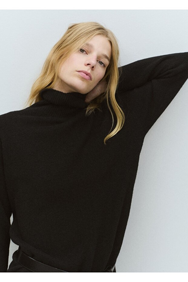 Balıkçı yaka triko elbise - 6