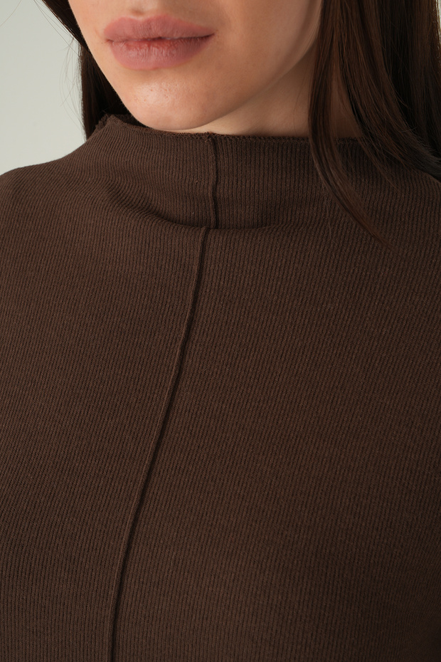 3096A تونيك بياقة دائرية بني اللون - 4