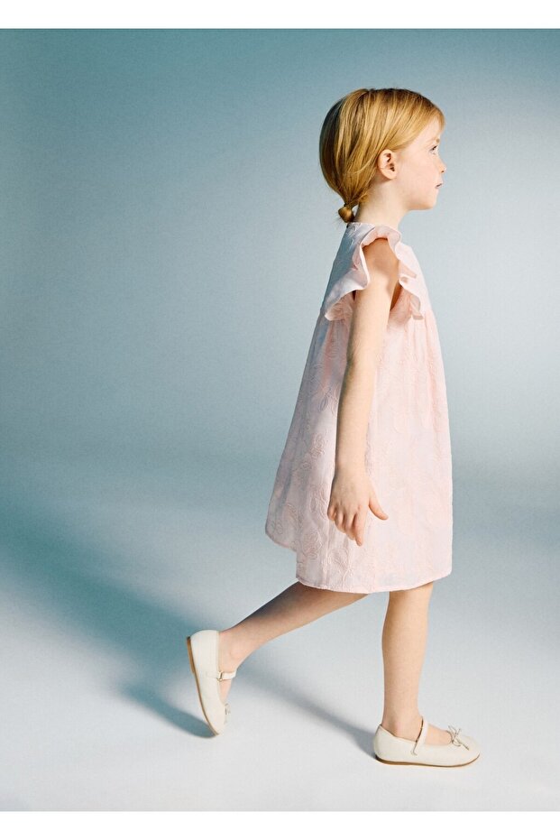 Çiçek işlemeli pamuklu elbise - 1