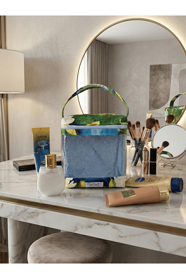Transparent Makeup Bag - Travel Case with Zipper and Carrying Handle