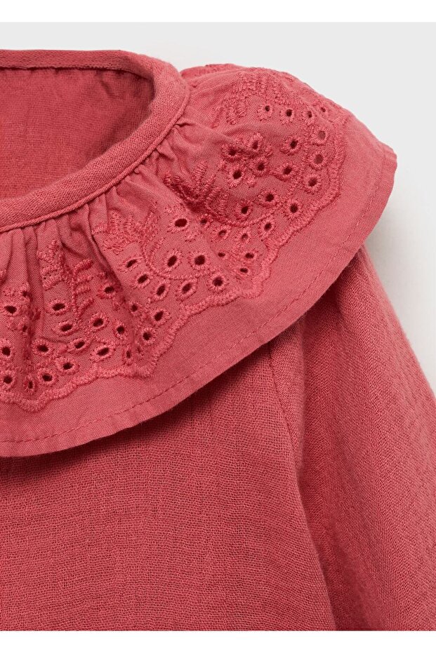 İşlemeli bambula bluz - 7