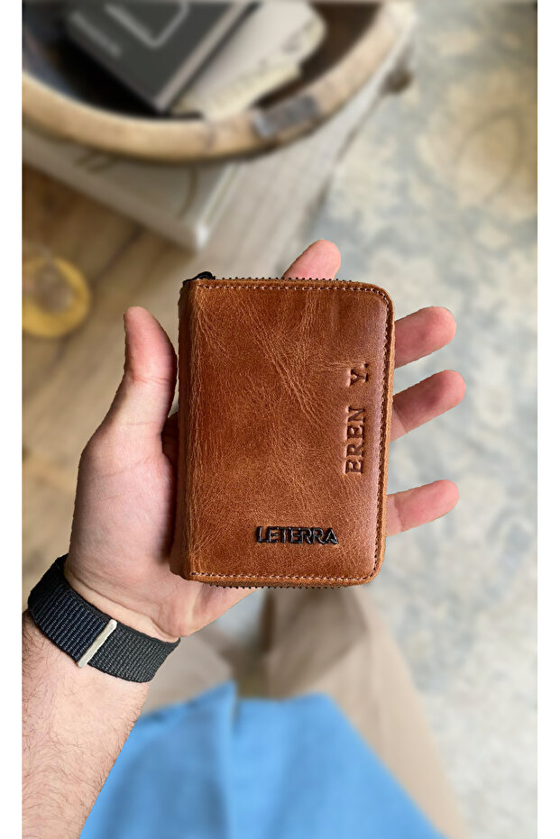 Hakiki Deri Fermuarlı Cüzdan - 1