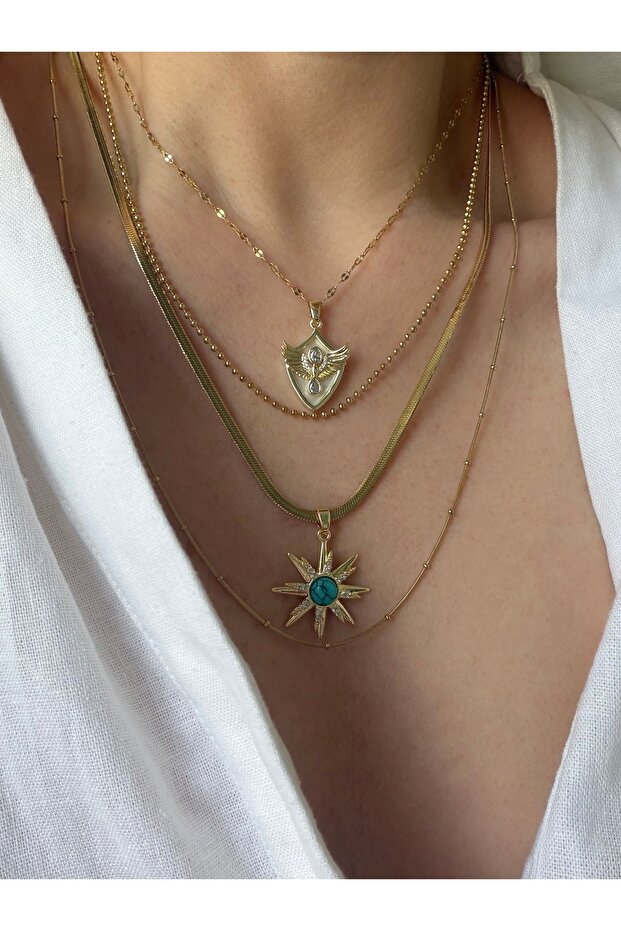 Çelik Çoklu Kolye Seti - 2