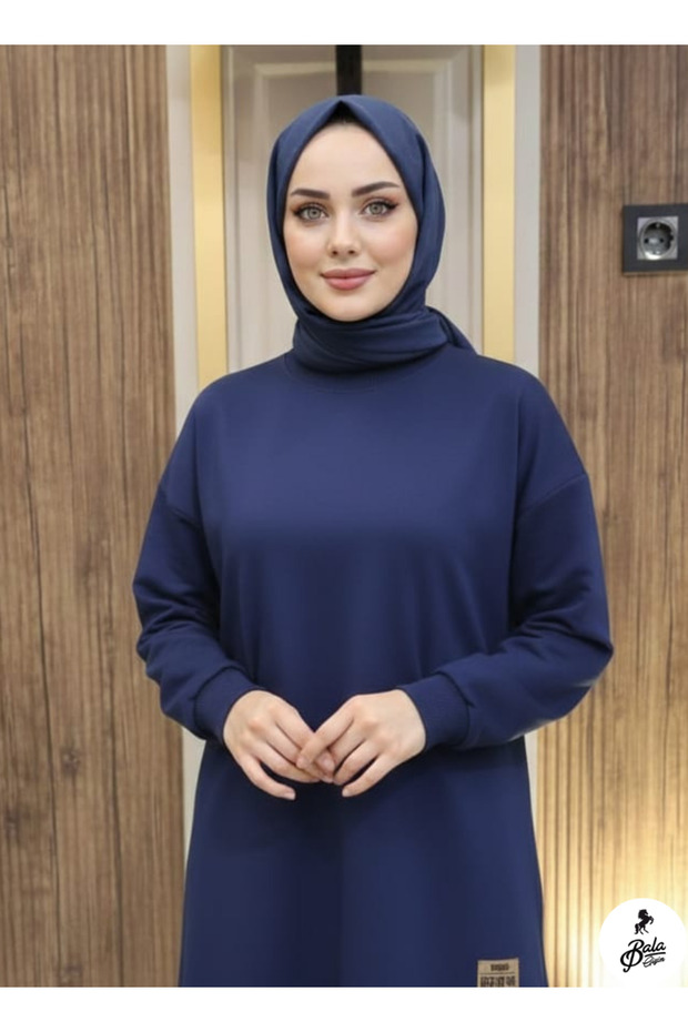 تونيك محتشم للنساء من قماش ثنائي الخيط