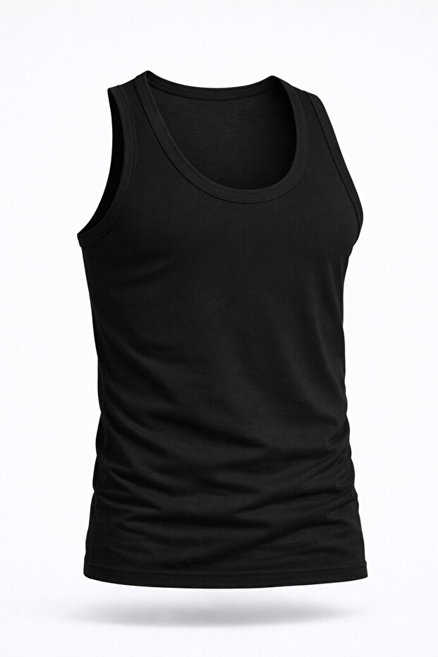 Classic Strappy 6-Pack 100% Cotton Lycra Black Men's Undershirts