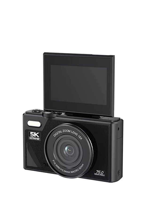 Mobilzone W1 5K 75MP 18X Zoom Flaşlı 3” Flip Ekranlı Türkçe Dijital Vlog Fotoğraf