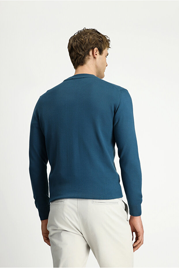 Yarım Balıkçı Yaka Regular Fit Yünlü Basic Örme Triko Kazak - 5