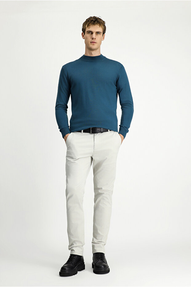 Yarım Balıkçı Yaka Regular Fit Yünlü Basic Örme Triko Kazak - 4