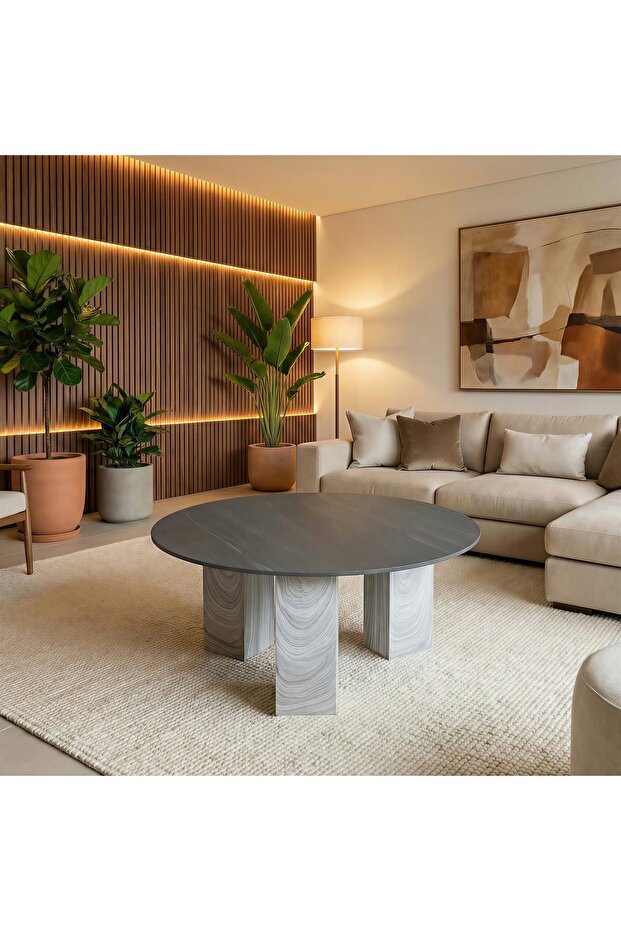 طقم طاولات دائرية مؤلف من 5 قطع بتصميم مودرن - 5