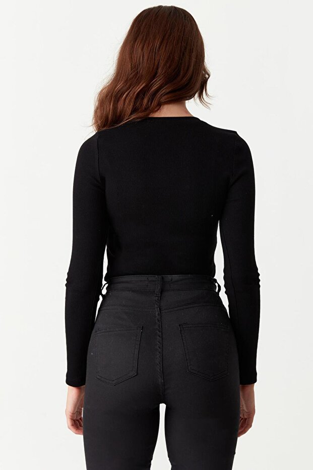 Kadın İspanyol Paça Skinny Jeans - 4