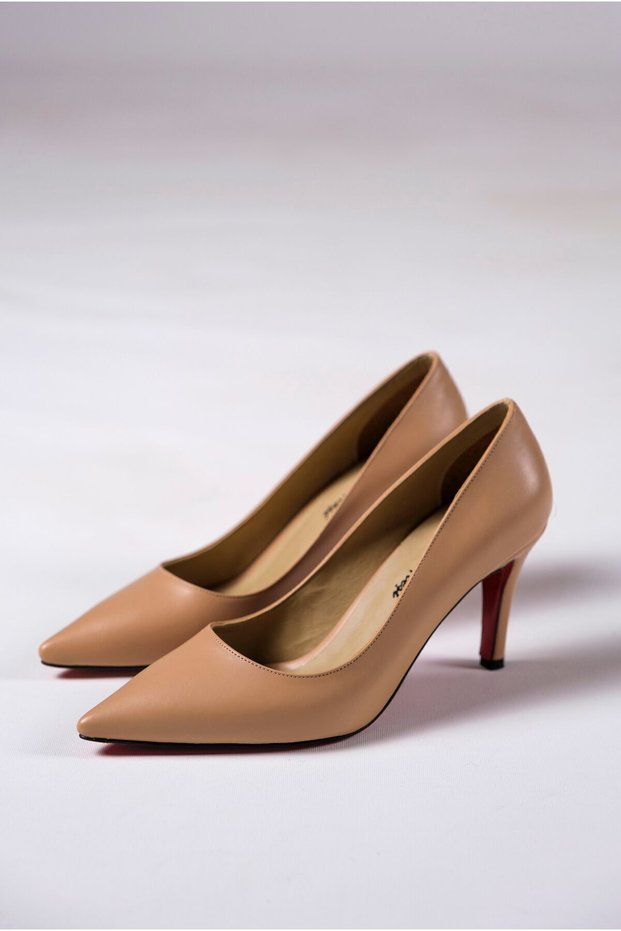 Nude Skin Women's Thin Heeled Shoes Stiletto Demure
