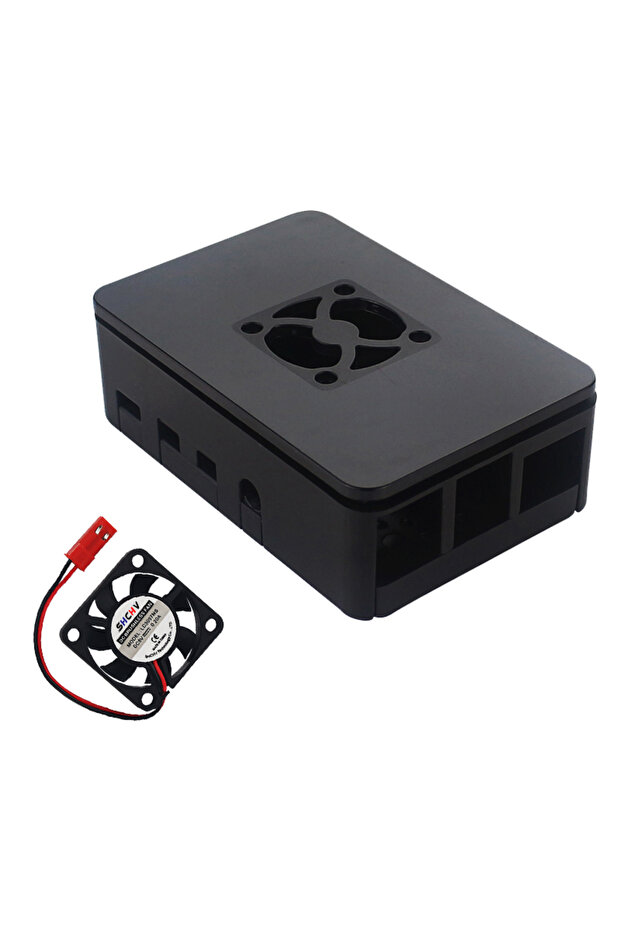علبة مزودة بمروحة، مصنوعة من مادة ABS، لجهاز Raspberry Pi 4، غلاف بلاستيكي، صندوق أسود، يدعم التبريد.