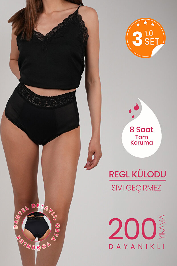 3-Pack Opportunity Pack Midi Ultra Hygienic Daytime Leak-Proof Period Panties for Medium to Heavy Days