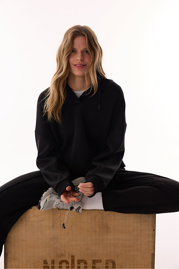 Siyah Silky Feel Active Jogger Pantolon - 5