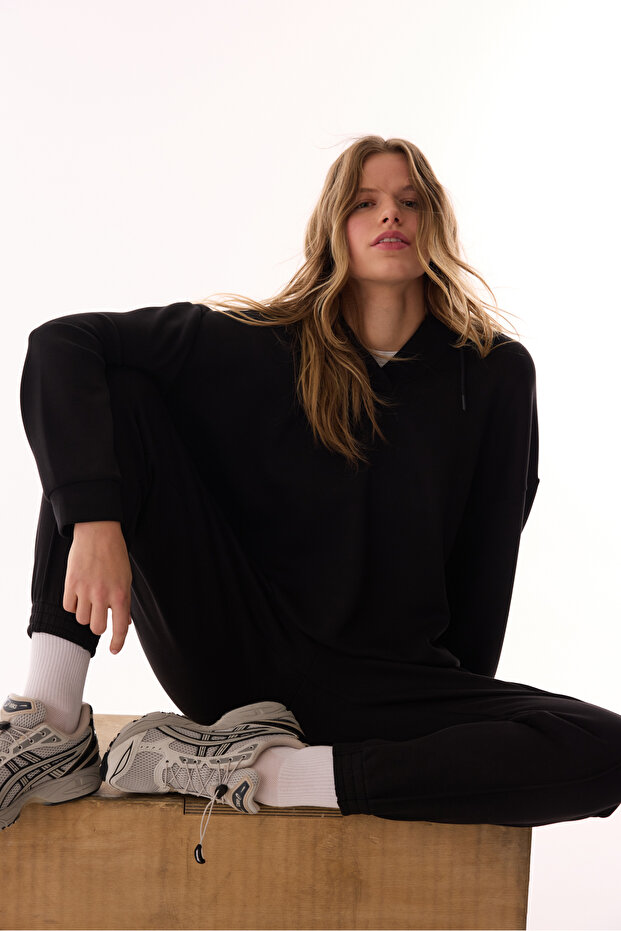 Siyah Silky Feel Active Jogger Pantolon - 6